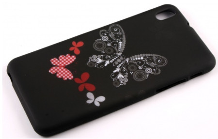 Силиконови гърбове Силиконови гърбове за HTC Силиконов гръб ТПУ за HTC Desire 816 черен със сива пеперуда